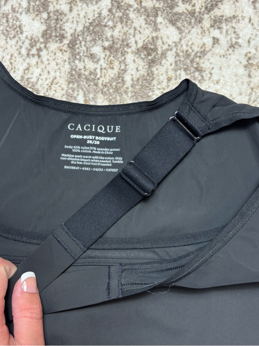 Cacique Black Open Bust Body Suit Size 26/28 - Picture 4 of 5